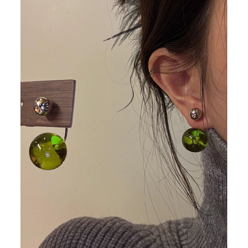 Art Green Acrylic Honey Wax Stud Earrings