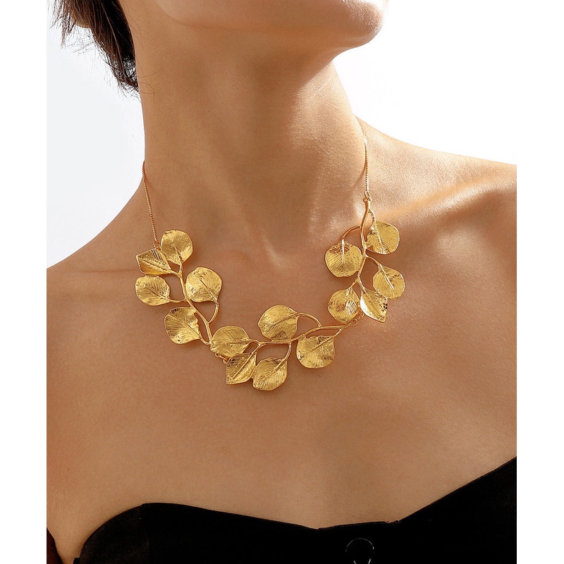 Bohemian Gold Metal Alloy Leaves Princess Necklace