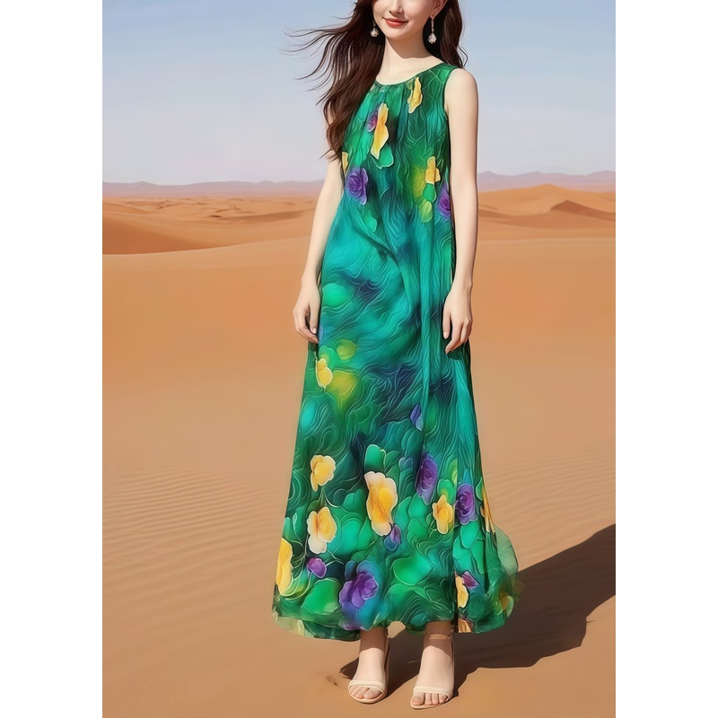 Bohemian Oversized Print Cotton Holiday Dress Sleeveless