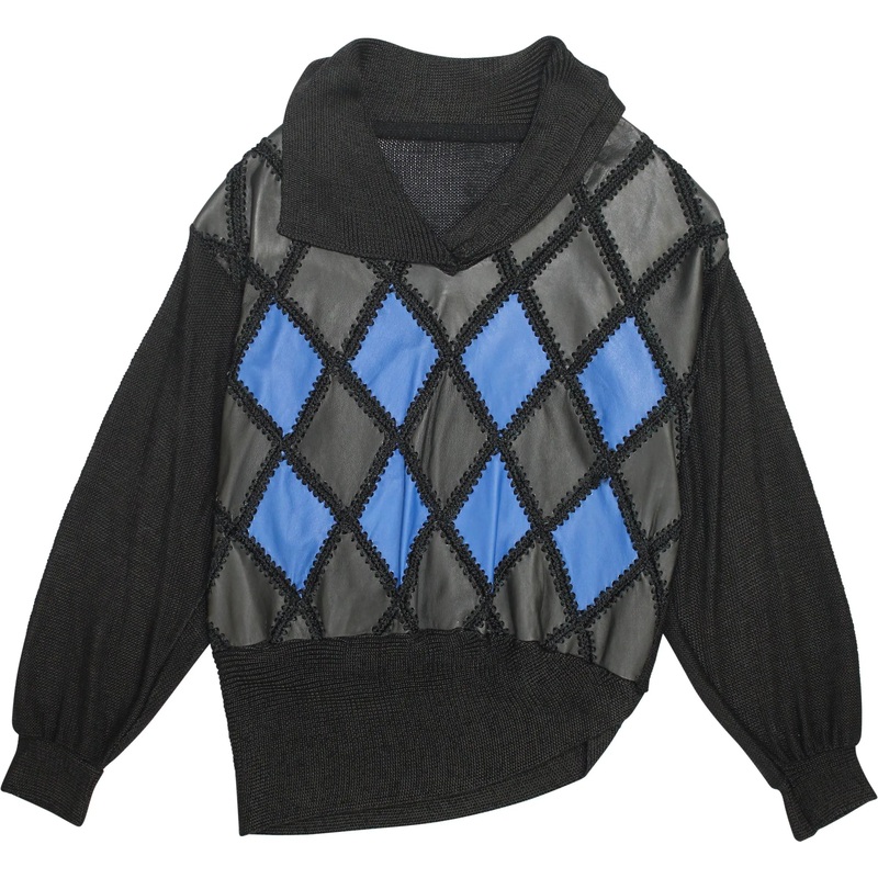 Knitted Jumper with Leather Details