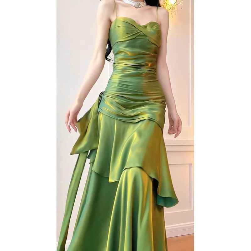 Spaghetti Straps Green Long Evening Dress Formal Party Dress J4462
