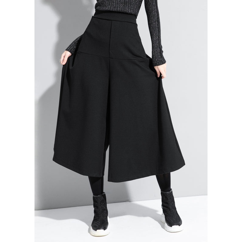 Loose Black High Waist Crop Pants Skirt Spring