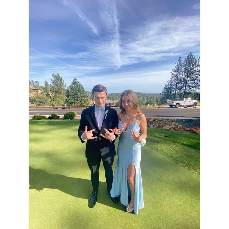 Spaghetti Straps Blue Mermaid Long Prom Dress J5486