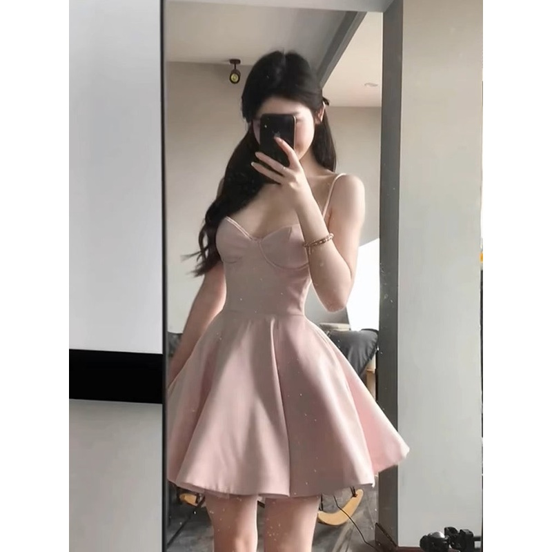 Spaghetti Straps Pink Short Prom Dress A Line Homecoming Dress J3452