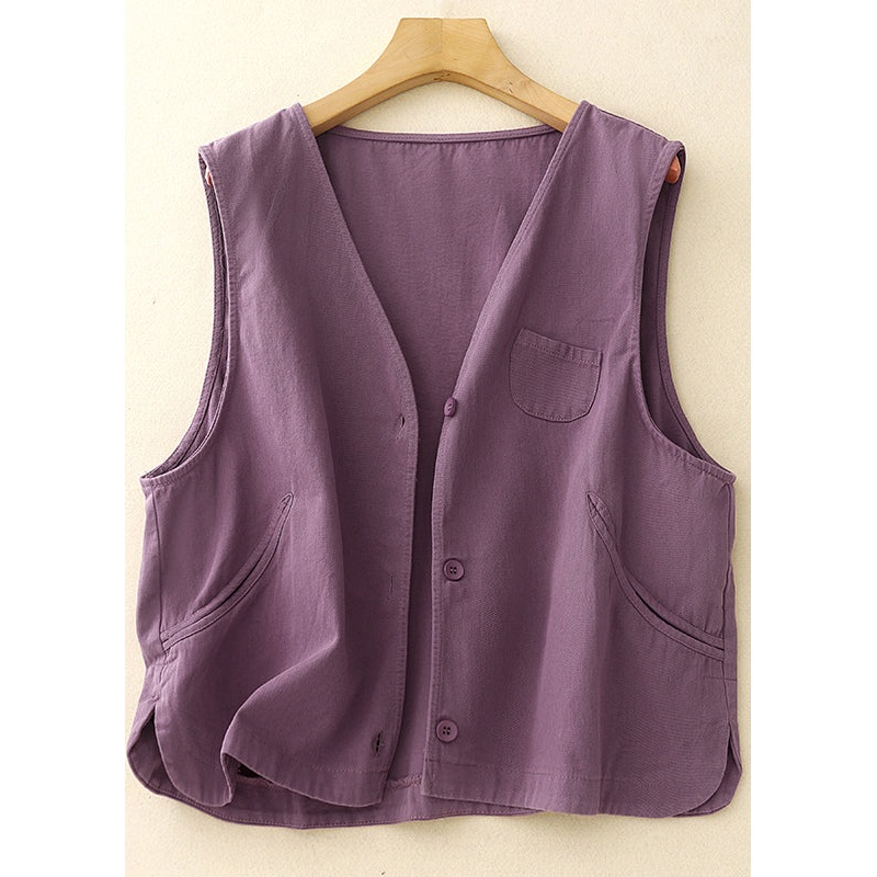 Vintage Purple Oversized Cotton Vest Spring