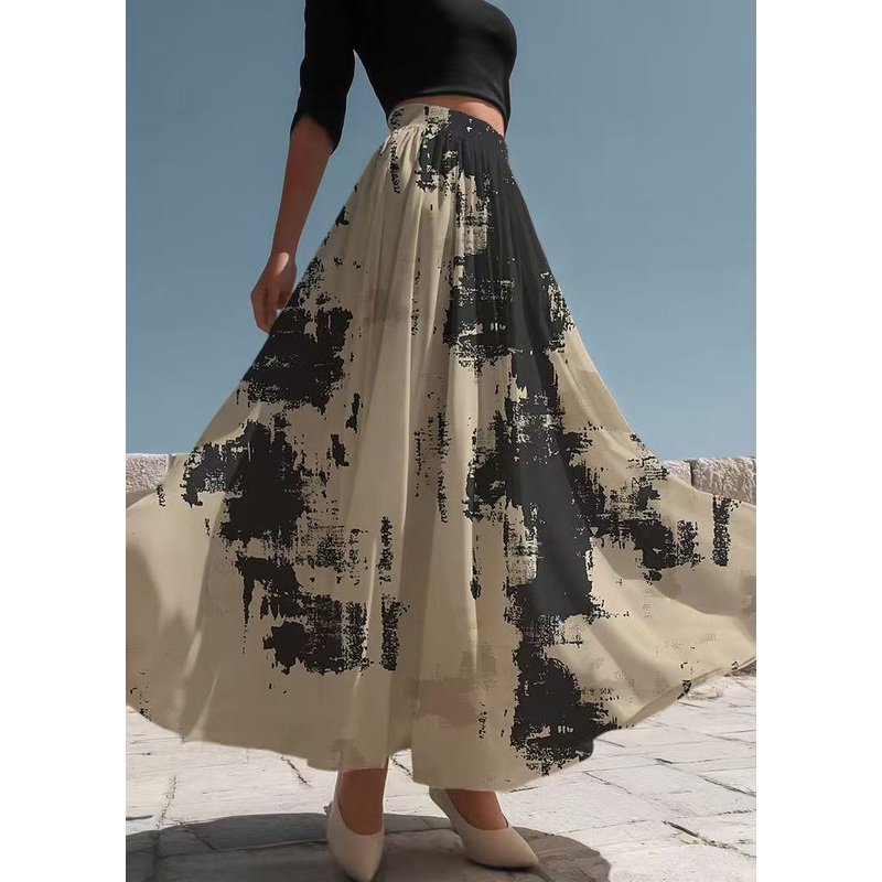 Women Apricot Tie Dye Exra Large Hem Chiffon Skirt Summer