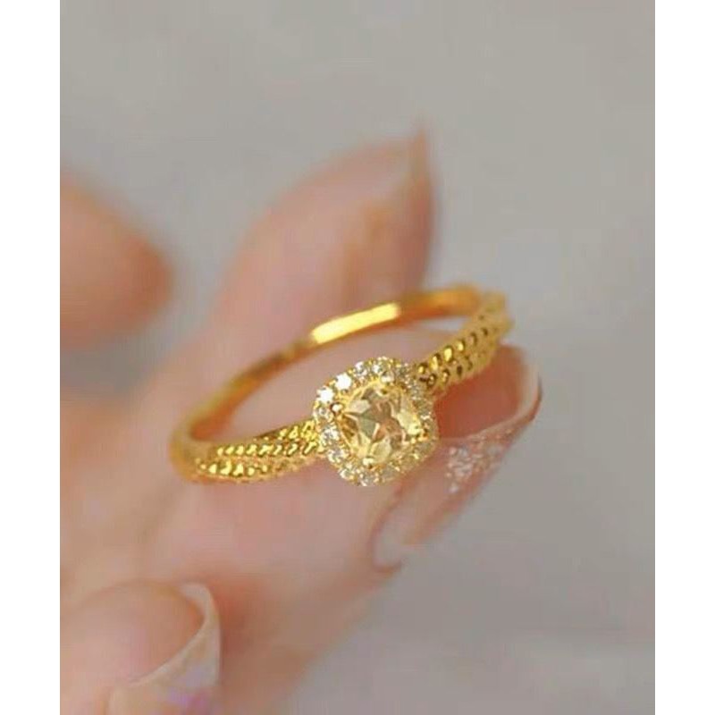 2025 New Gold Overgild Zircon Crystal Rings