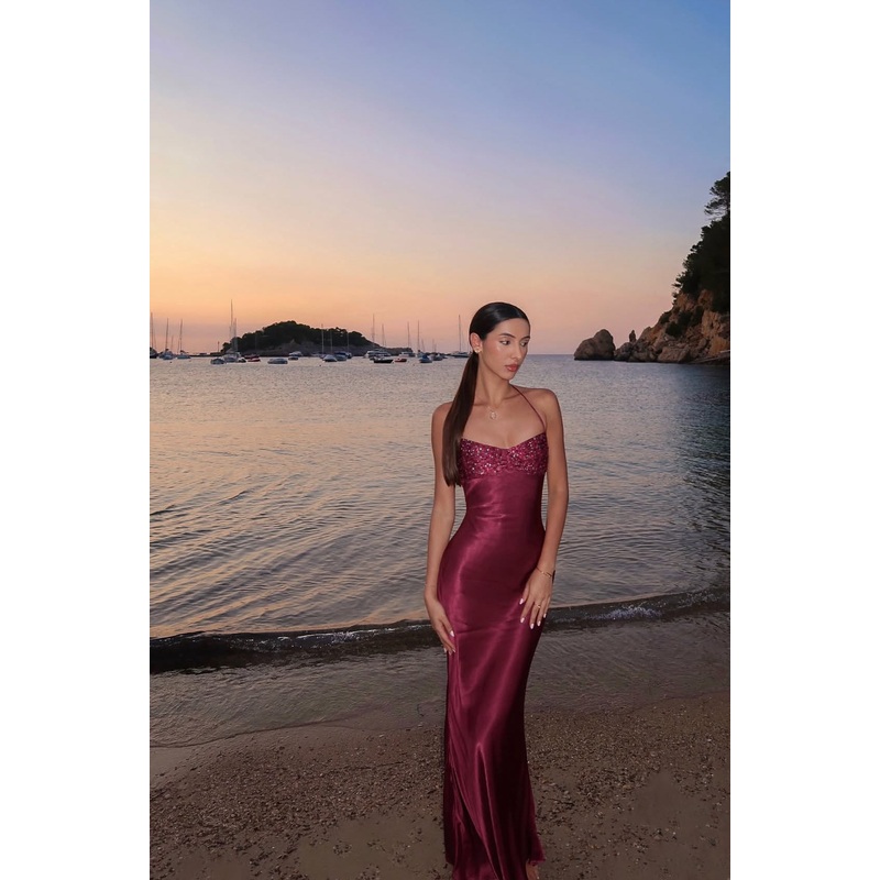 Backless Satin Evening Dress Mermaid Long Prom Dress J7946