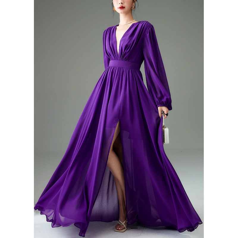 Boutique Purple Backless Side Open Maxi Dresses Fall