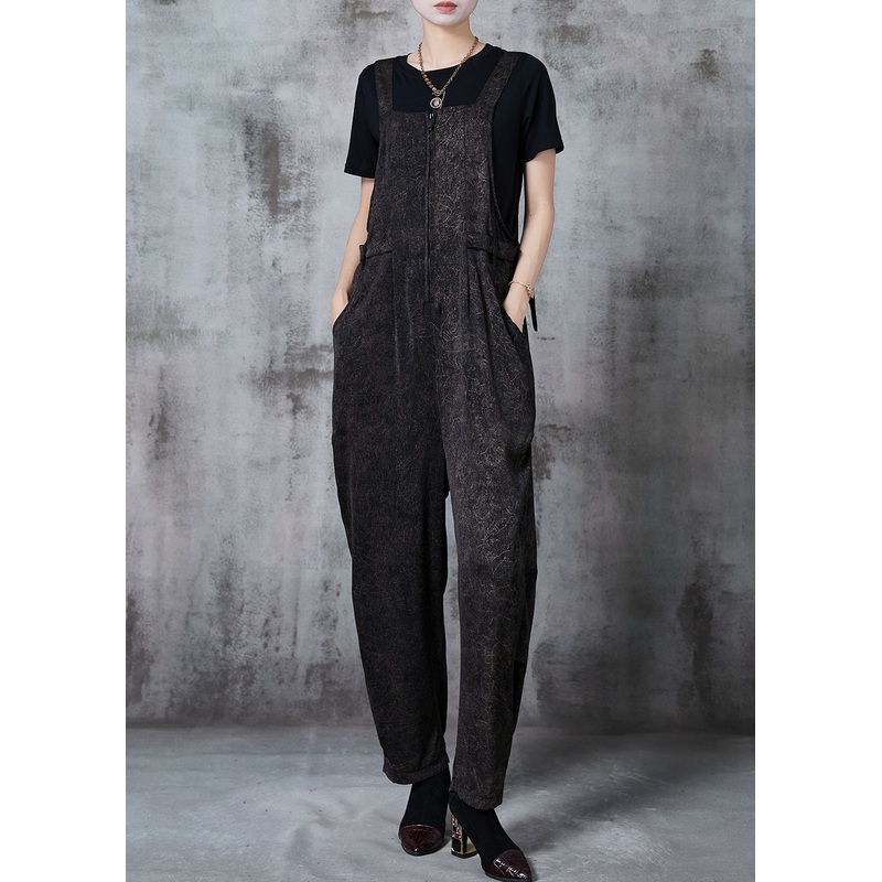 Casual Black Oversized Print Cotton Two Piece Suit Set Summer