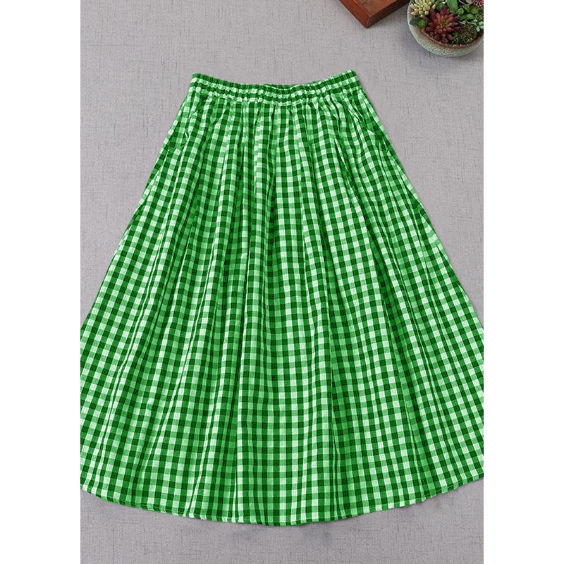 Elegant Green wrinkled Pockets Spring Skirt