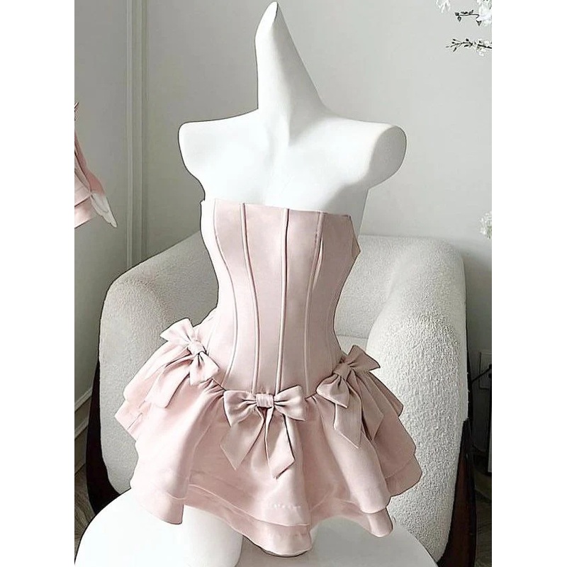 Pink Strapless A Line Mini Homecoming Dress J3940