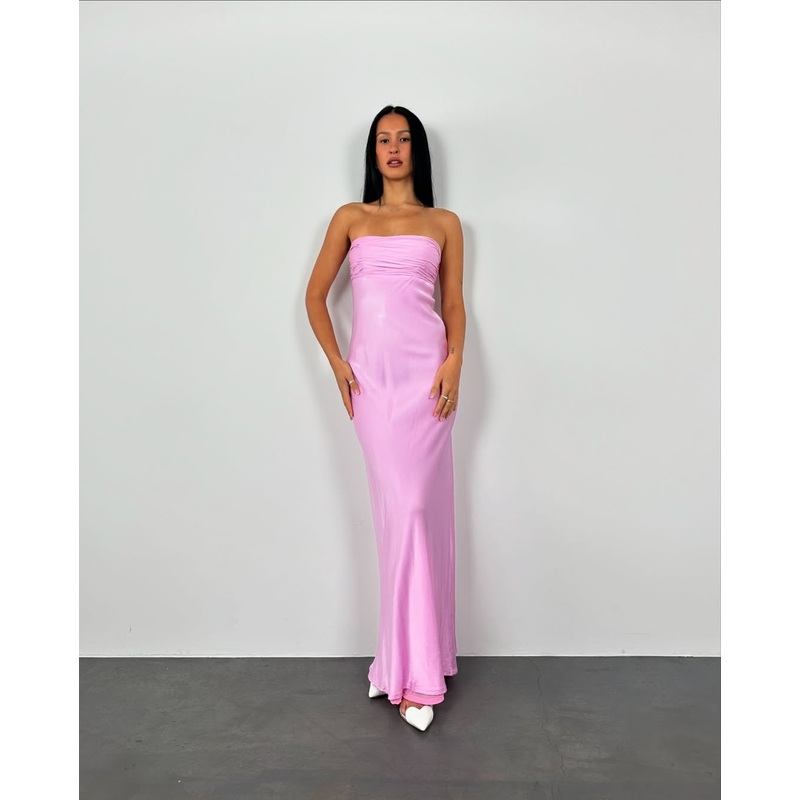 Strapless Pink Sheath Long Prom Dress Formal Party Dresses J5580