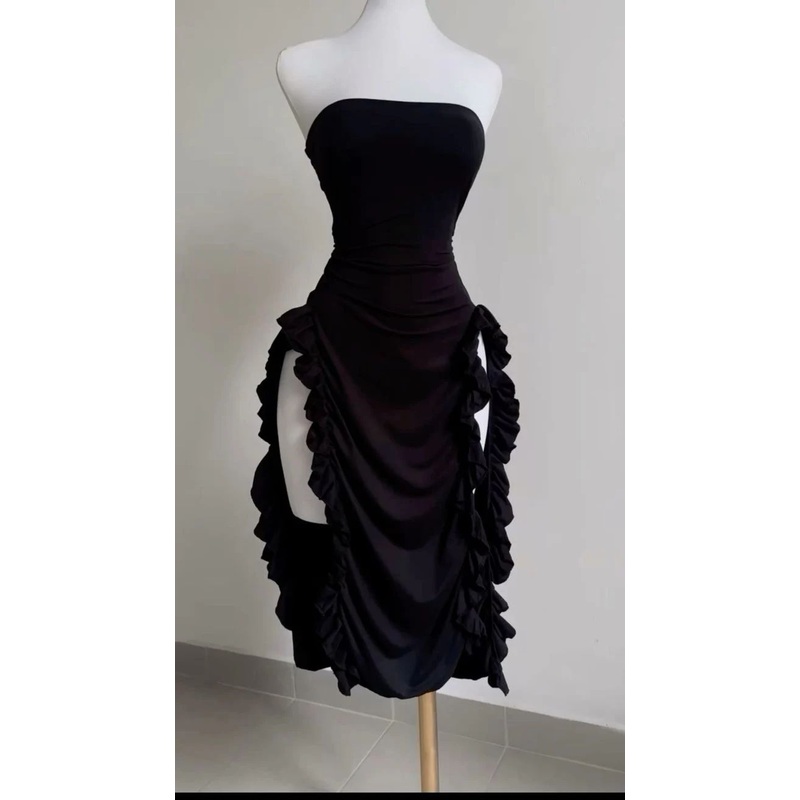 Strapless Ruffle Prom Dress Sexy Evening Dress J4300