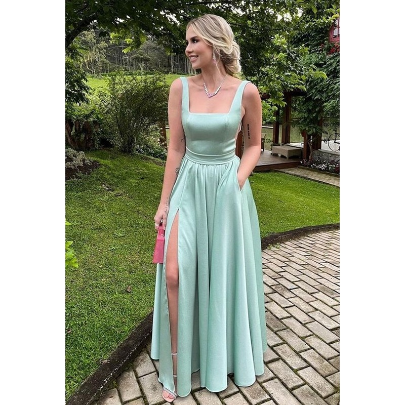Tiffany Blue A Line Long Prom Dress Elegant Evening Party Dress J3515