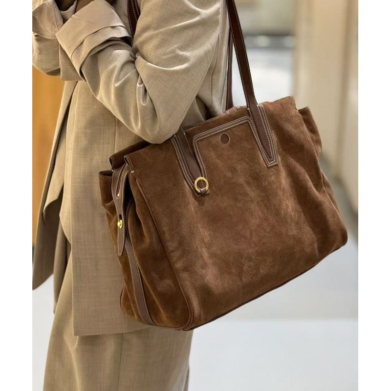 Versatile Brown Solid Durable Suede Shoulder Bags