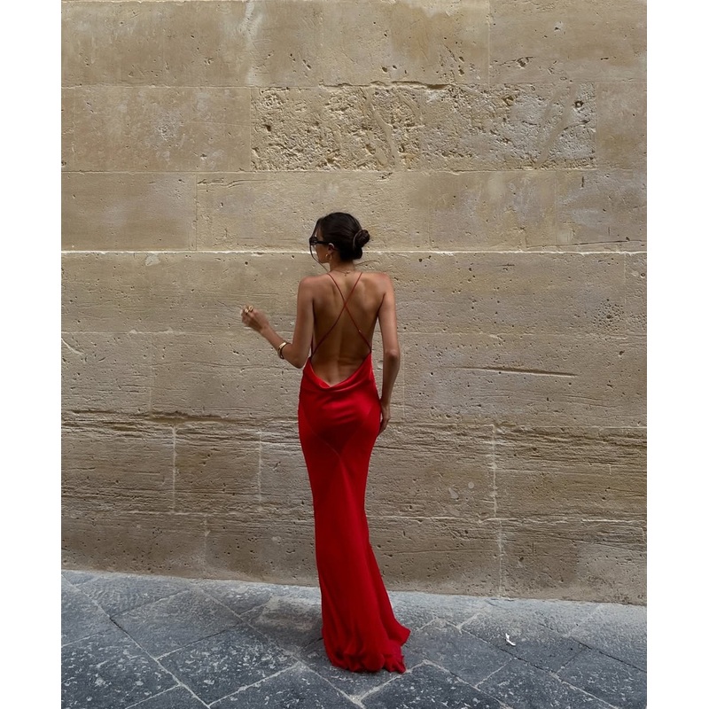 Backless Red Evening Dress Sexy Prom Dress J7766