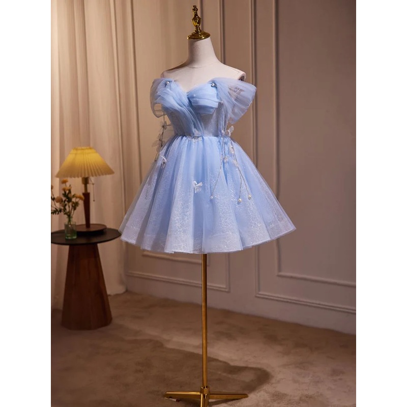 Off The Shoulder Short Prom Dress Lace A Line Homecoming Dresses J3611