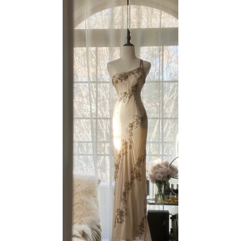 One Shoulder Sheath Chiffon Prom Dress Vintage Formal Party Gown J6319