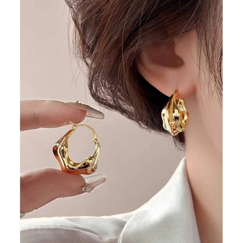 Original Design Gold Metal Hoop Earrings