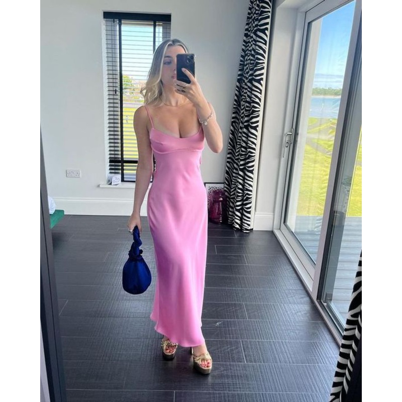 Sheath Long Light Pink Prom Dresses Evening Dress J3847