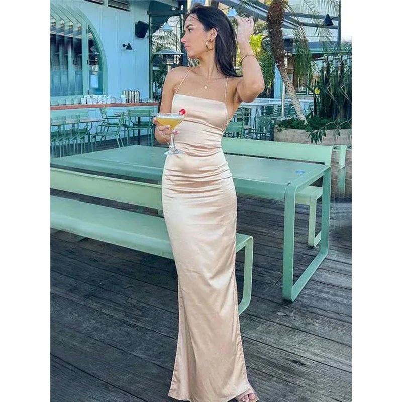 Simple Satin Sheath Long Prom Dress Formal Party Gown J4212