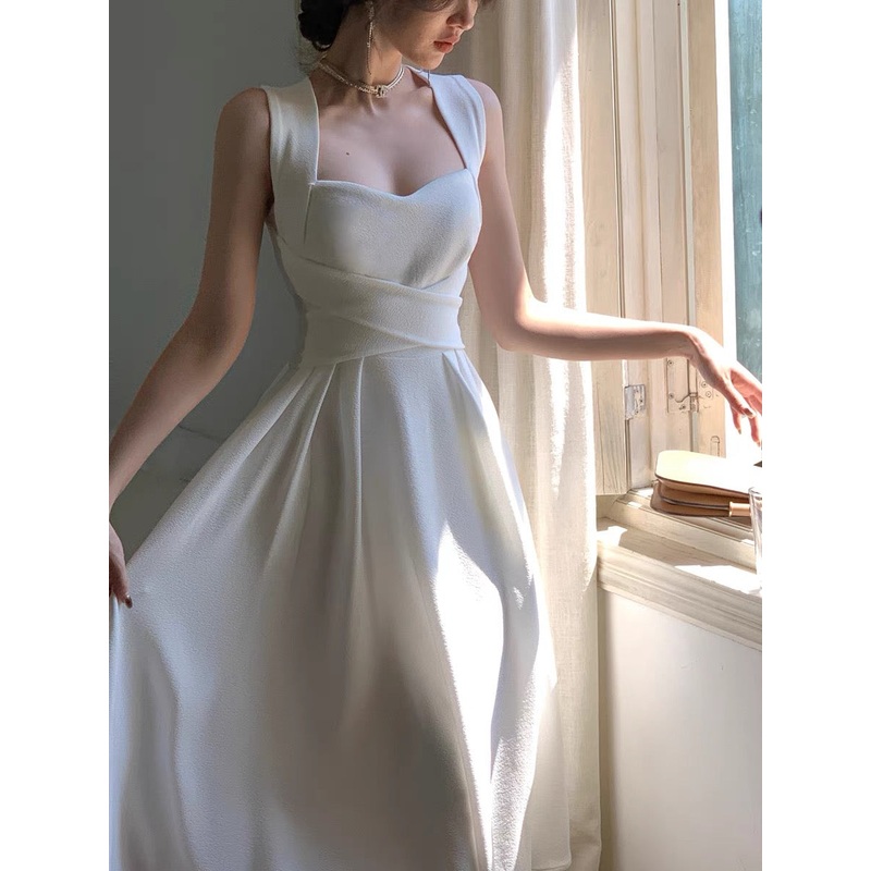 A Line White Chiffon Prom Dress Wedding Dress J3176