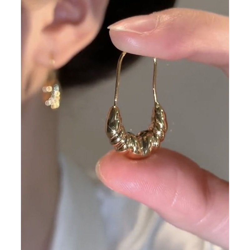 Boho Gold Copper Overgild Croissant Hoop Earrings