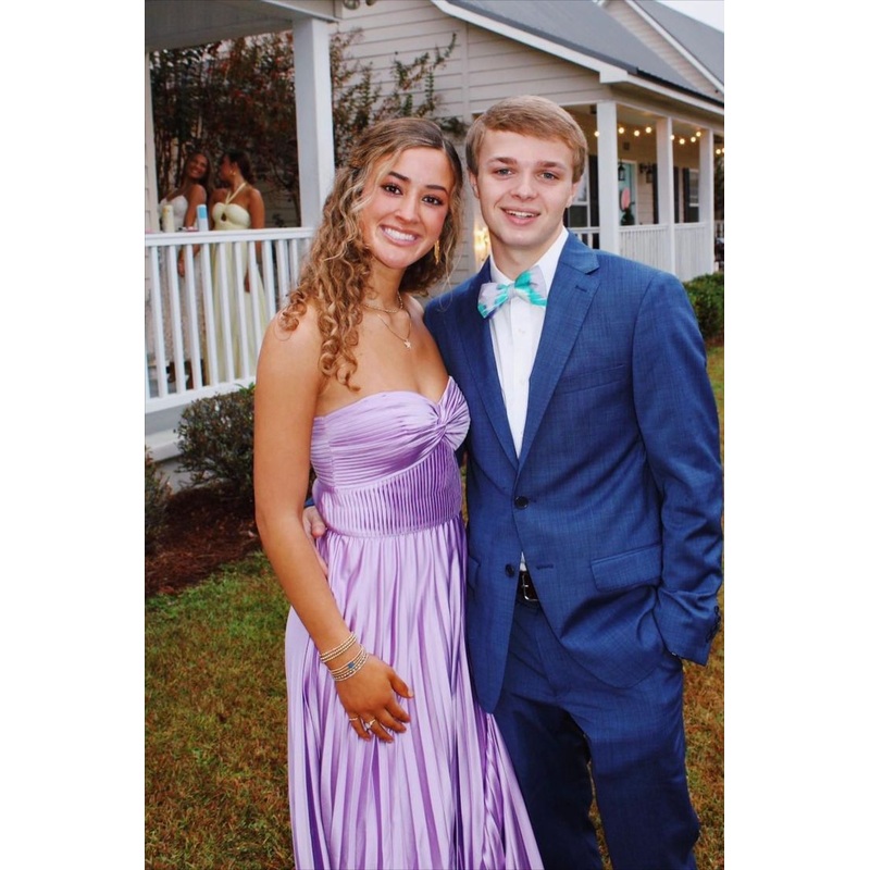 Light Purple A Line Pleated Long Prom Dress Wedding Guest Dress J5363