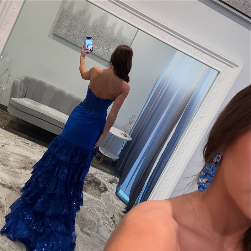 Royal Blue Tiered Lace Party Dress Formal Party Gown J6221