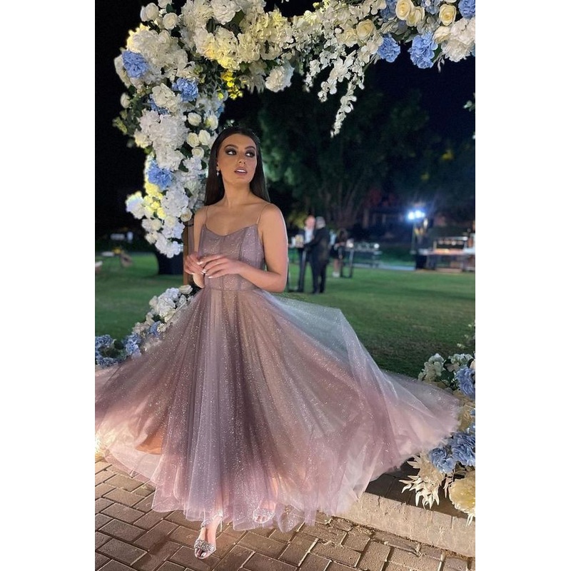 Spaghetti Straps A Line Sequined Prom Dress J2629