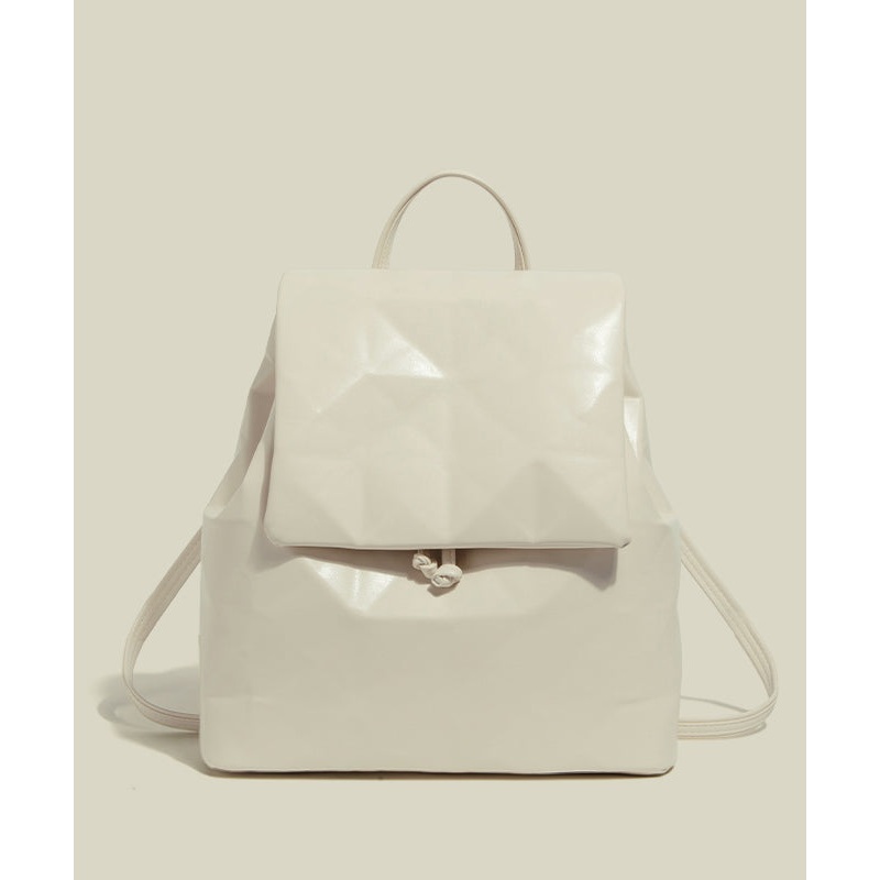 Women Beige Large Capacity Faux Leather Backpack Bag