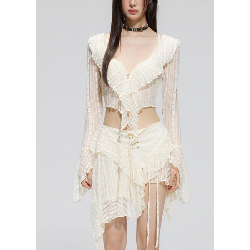 Beautiful Apricot Asymmetrical Design Three Piece Set Women Clothing