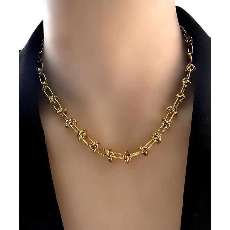 Casual Gold Stainless Steel Alloy Chain Lariat Necklace