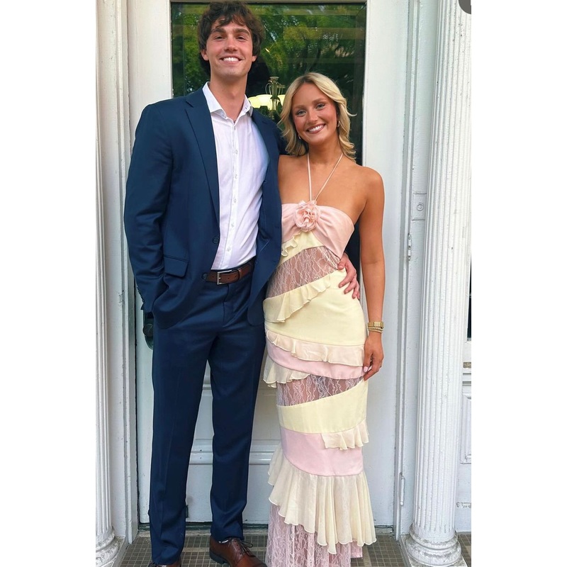 Halter Sheath Lace Long Prom Dress Formal Evening Party Dress J3566