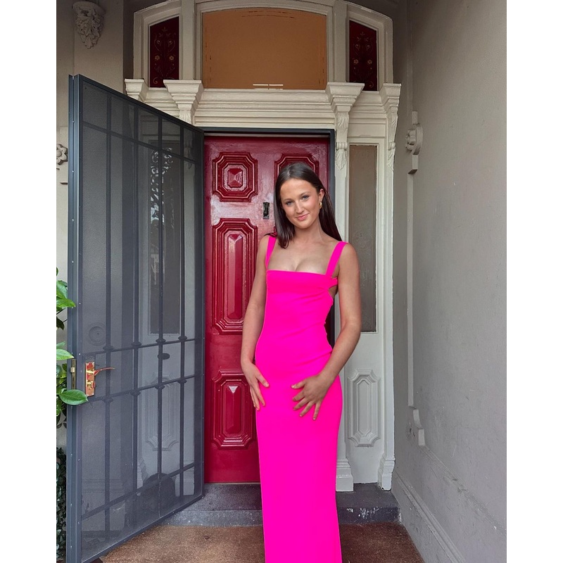 Hot Pink Sheath Long Prom Dress Formal Party Gown J3545