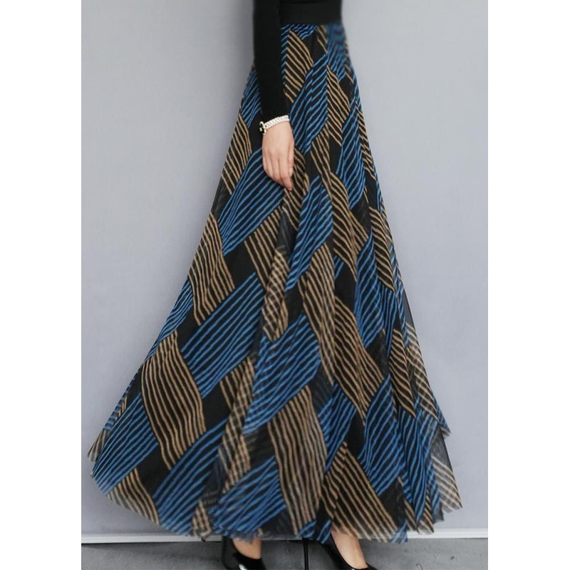 Simple Colorblock Striped Exra Large Hem Tulle Skirt Spring