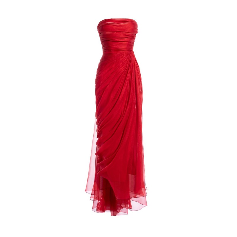 Strapless Red Tulle Sheath Prom Dress J6014