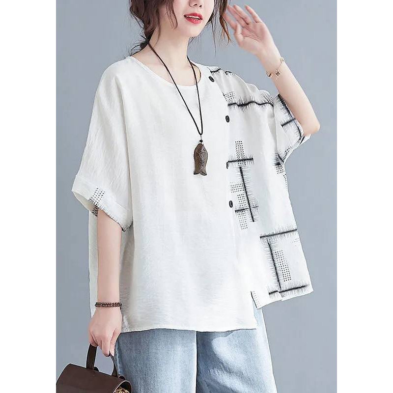 White O-Neck Loose Top Short Sleeve