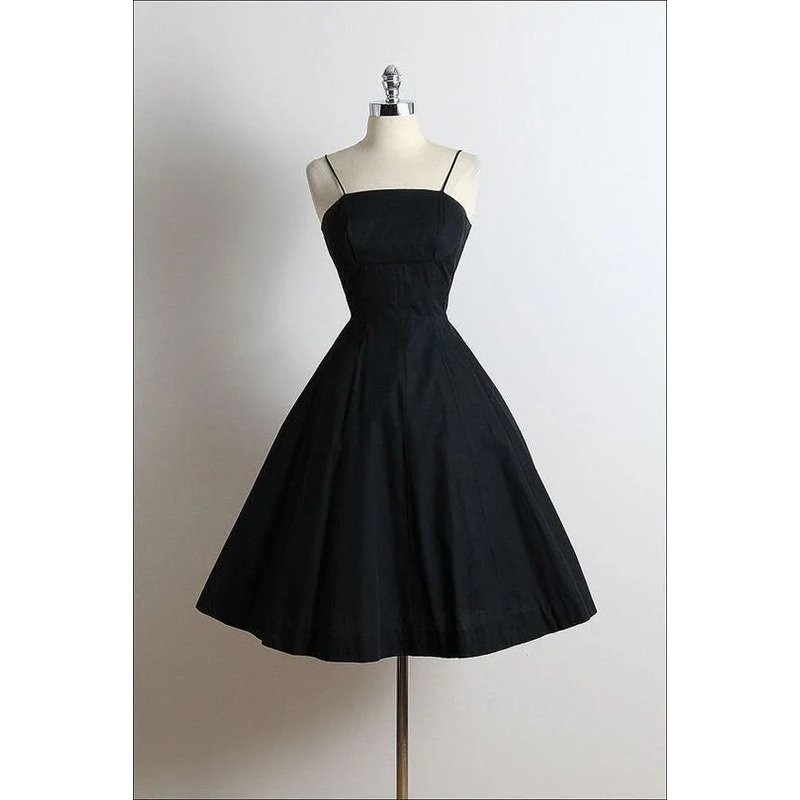 A Line Black Spaghetti Straps Short Prom Dresses Homecoming Dress  J3408