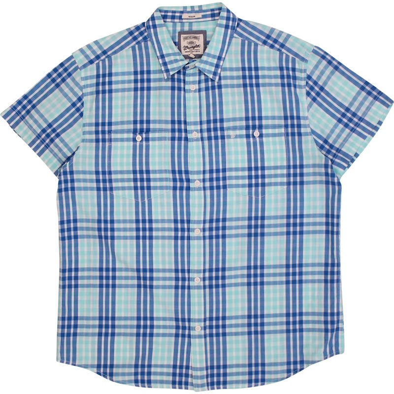Blue Checked Short Sleeve Shirt by Wrangler