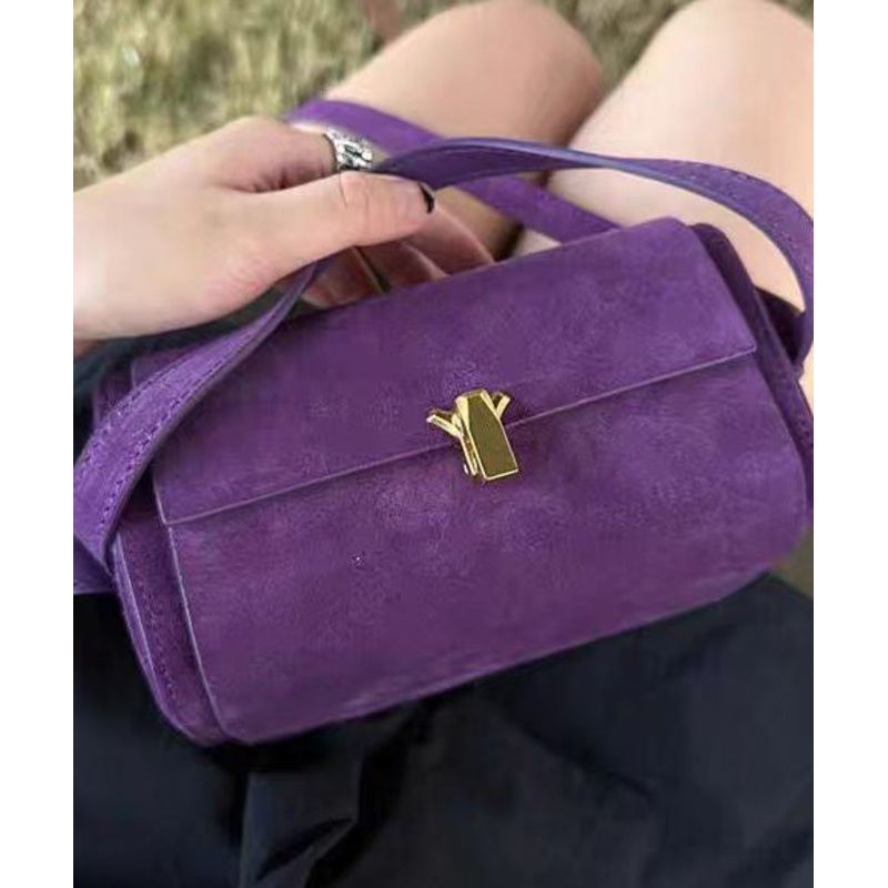 French Purple Suede Versatile Cross Body Bag