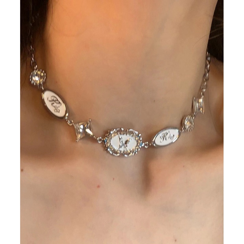 French Silk Alloy Drip Glaze Butterfly Princess Necklace