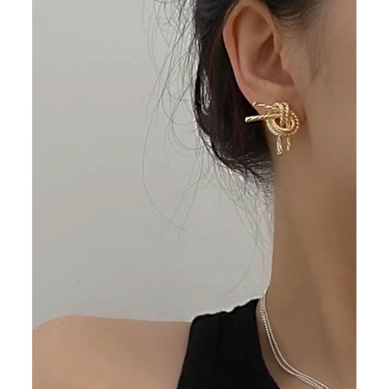 Modern Gold Copper Overgild Love Stud Earrings