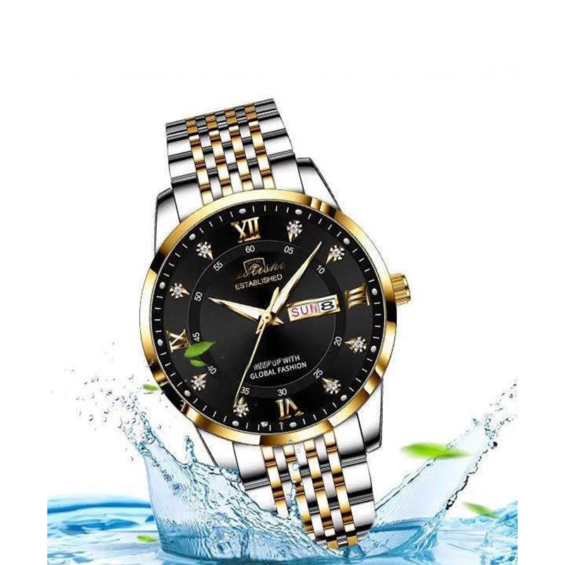 Fashion Black Stainless Steel Waterproof Noctilucent Watches