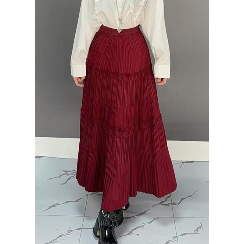 Handmade Mulberry Wrinkled Patchwork Draping Elastic Waist Skirts Spring