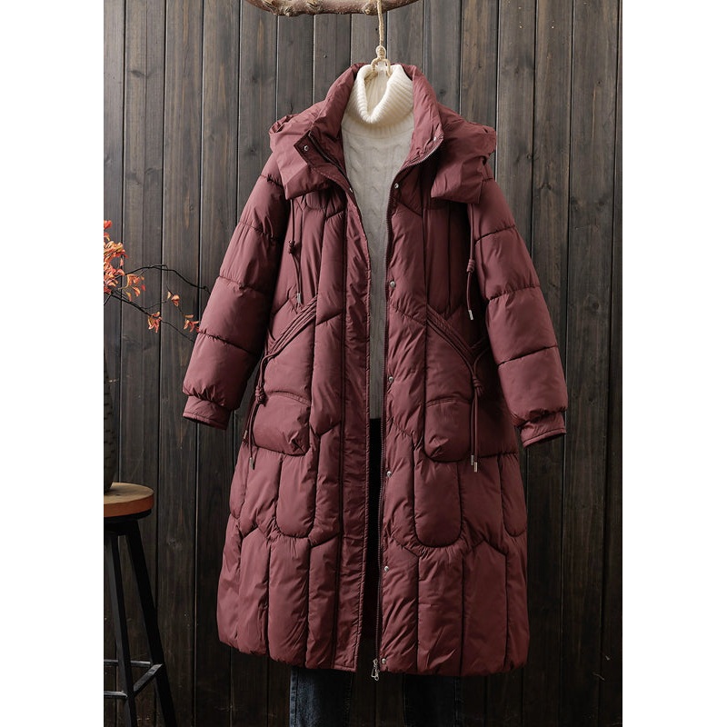 Loose Mulberry Hooded Pockets Fine Cotton Filled Coat Winter