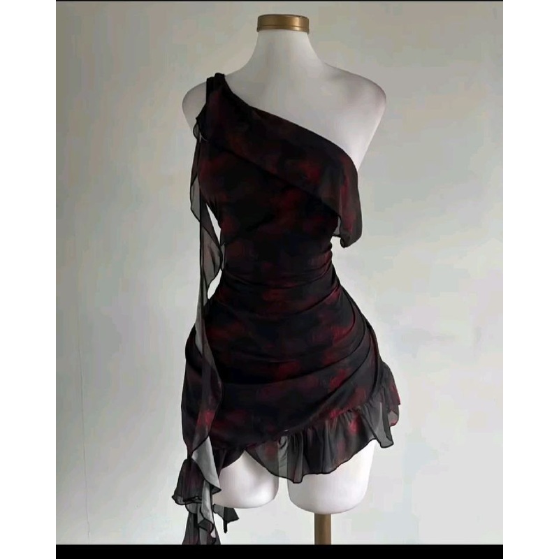 One Shoulder Chiffon Ruffles Short Homecoming Dress 16th Birthday Outfits  J7581