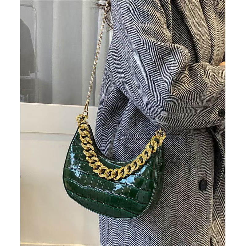 2025 New Fashionable Green Chain Shoulder Crossbody Bag