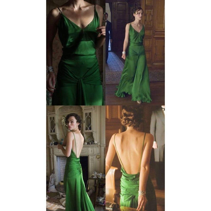 A Line Spaghetti Straps Green Prom Dress Chiffon Backless Evening Dress J6347